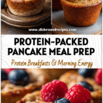 Golden Pancake Muffins Protein bites on a baking tray showing a Healthy But Filling Breakfast idea with Easy Meals With Protein and Prep Recipes appeal.